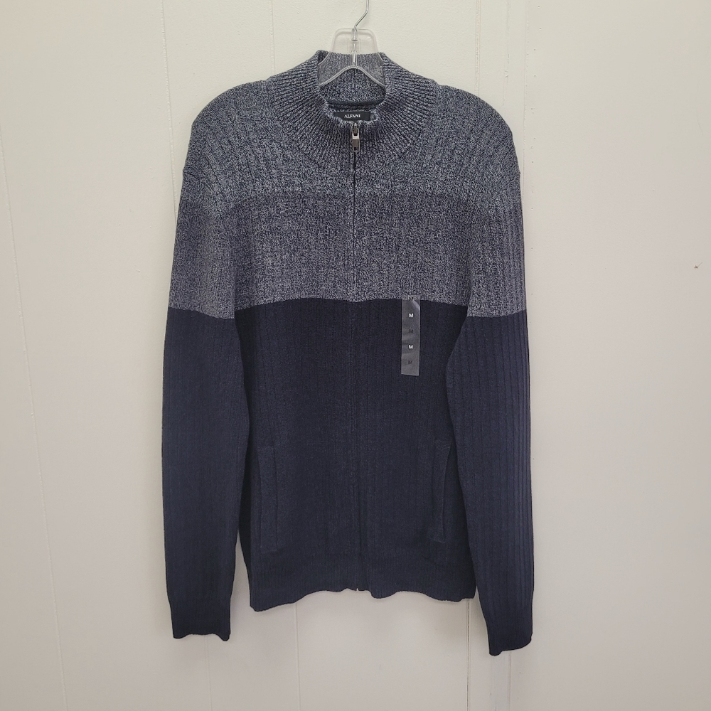 Alfani Ombre Colorblock Ribbed Knit Full Zip Sweater